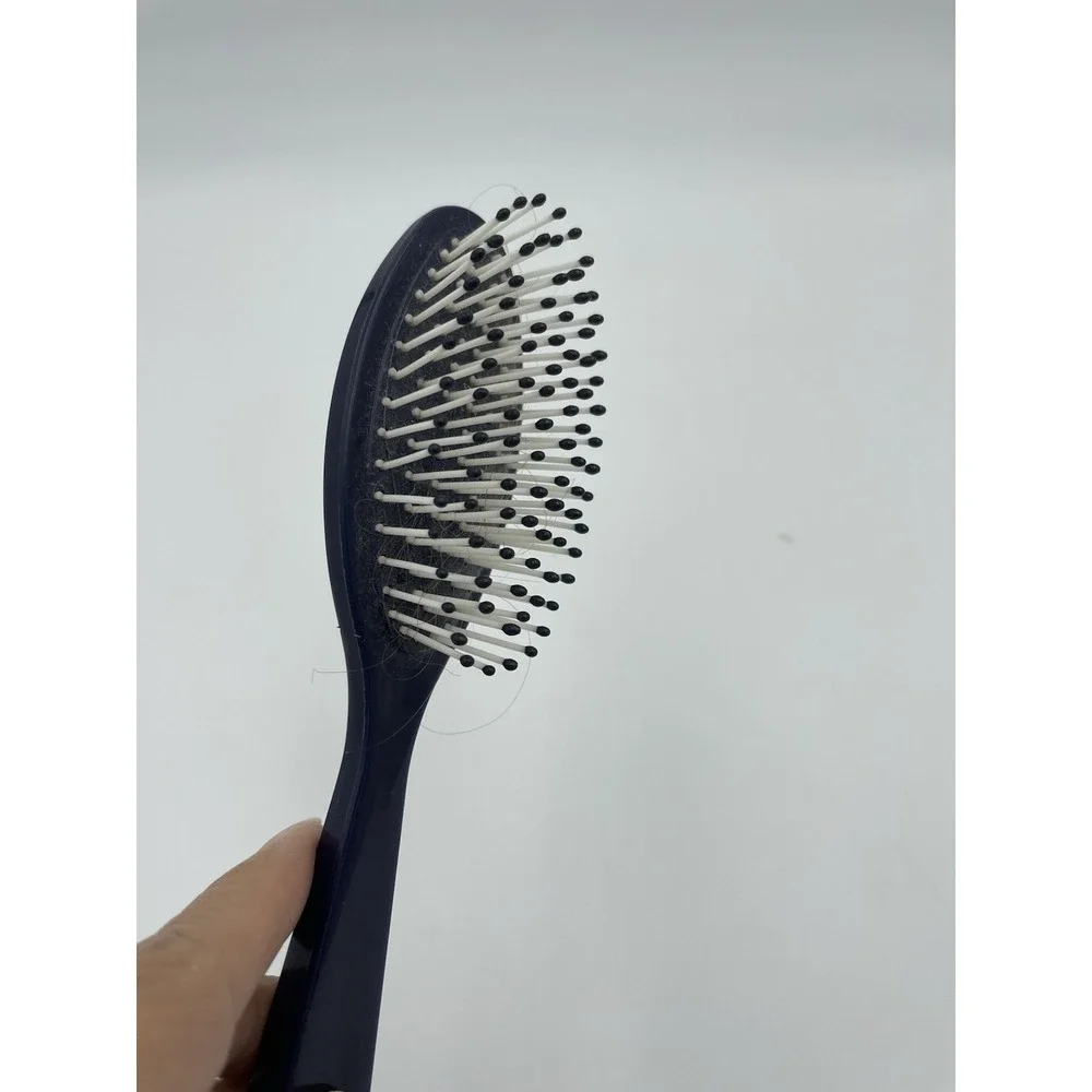 Estee Lauder Hair Brush Ball Tipped‎ Dark Blue Plastic Small Travel Purse 6.5